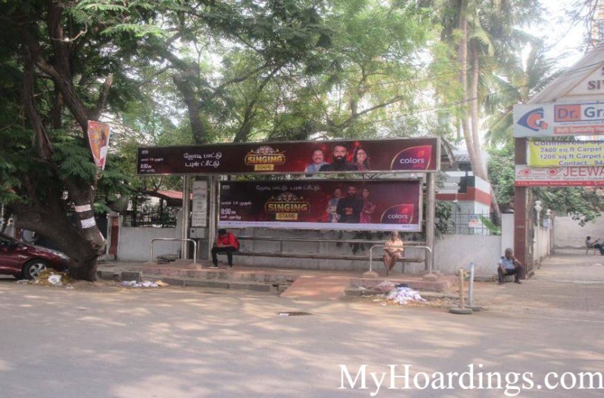 Cost of Bus Shelter Advertising at Blue Star Bus Stop in Chennai, Outdoor Media Agency Chennai, Tamil Nadu 